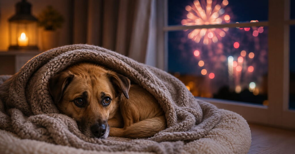 Hund mit Silvesterangst