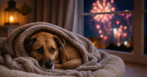 Hund mit Silvesterangst