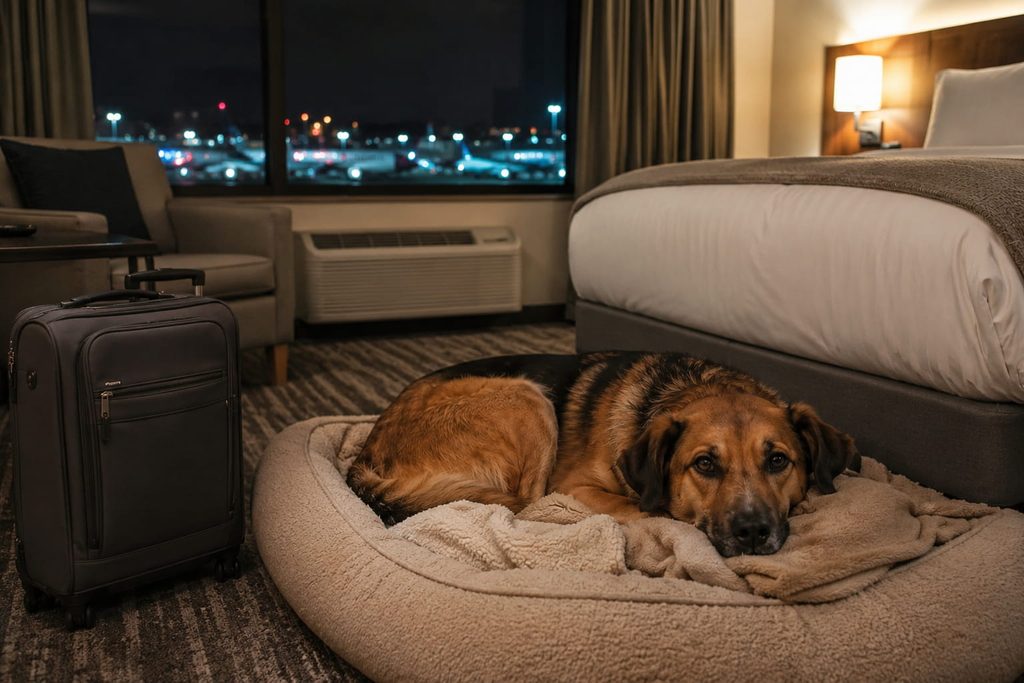 Hund im Flughafen Hotel